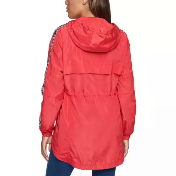 Tommy Hilfiger Long Windbreaker Hooded Rain Jacket - Picture 4 of 14